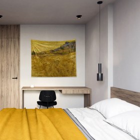 Resim Orakçı ve Güneş ile Buğday Tarlası Duvar Örtüsü - 100 cm x 135 cm 