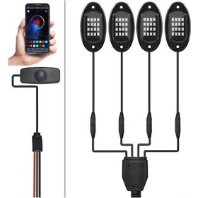 Resim Pazly 4'lü Rgb Led Araç Altı Işık Seti, Bluetooth, Müzik Senkronizasyonlu, Su Geçirmez, 16 Milyon Renk, Uzaktan Kontrol 