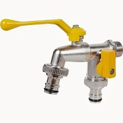 Resim Çift Akışlı 304 Paslanmaz Çelik Bahçe Hortumu Musluğu - 1/2" Bağlantı, Sulama ve Çim Bakımı için İdeal, Püskürtücüler ve Hortum Tabancaları ile Uyumlu, Tek Delikli Kurulumlu Çok Bileşenli Dış Mekan Musluğu, Bahçe Hortumu 