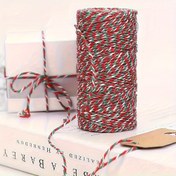 Resim 1 Rulo Festival Twine Bandı - 2mm Kalınlığında Kırmızı, Yeşil, Beyaz Çizgili İp Hediye Paketleme, DIY El Sanatları, Dikiş ve Tatil Süslemeleri için 