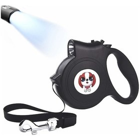 Resim Köpek Tasması Geri Çekilebilir 5m Siyah Tek Düğmeli Kilit B 