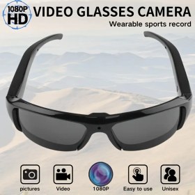 Resim 1 Adet 1080P Spor Video Gözlüğü, 32GB Depolama Kartlı, Akıllı Video Gözlük, Şarj Edilebilir Pil ile 90 Dakika Kullanım Süresi, 75° Geniş Açı, Taşınabilir DV Kamera, Toplantılar ve Maceralar İçin Mükemmel 