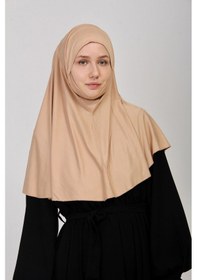 Resim Manolyaşal İslamic Hijab Pratik Eşarp Peçeli-peçesiz Hazır Türban Sufle - Bej BEj 