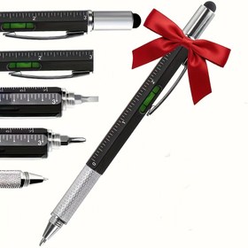 Resim GOXAWEE 6'lı Çok Fonksiyonlu Kalem Seti - Stilüs, Cetvel, Su Terazisi Açacağı, Tornavida, Tükenmez Kalem, Yapı Blokları, Erkekler için Yeni Yıl/Hediye/Kış/Yılbaşı Sevgililer Günü Hediyesi, Erkek Arkadaş ve Büyükbaba İçin 