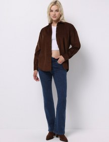 Resim Regular Fit Orta Bel Bootcut Kadın Koyu İndigo Jean Pantolon 