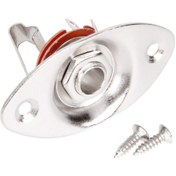 Resim Moveevo Gitar/bas 6.35mm Elips Ses Alıcı Soketi, Metal Kapaklı 3 Prong, Gümüş Renkli Montaj Vidalı 