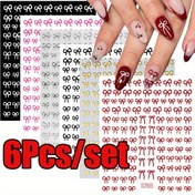 Resim 6 adet - set 3D Kurdele Yaylıkları Tırnak Sanatı Etiketleri 3D Pembe/Beyaz/Siyah/Kırmızı Sevimli Yay Döşemeleri Altın/Gümüş/Pembe Yaylıklar Tırnak Şansörleri Kendinden Yapışkanlı Kaydırıcılar 