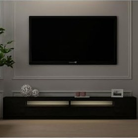 Resim Inarch Dizayn T008 Arya Işıklı Tv Sehpası Set Ahşap Siyah 