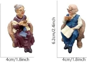 Resim homelifestyle® Home Serisi Resin Büyükanne ve Büyükbaba Heykeli - Bordo & Mavi (4 * 4 * 6.5 cm) 