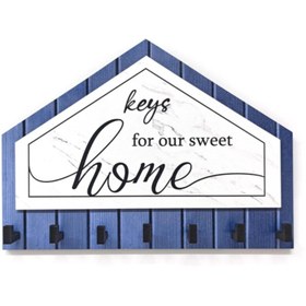 Resim CajuArt Dekoratif Üçgen Ahşap Desenli Keys For Home Anahtarlık 