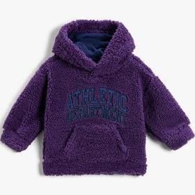 Resim Erkek Bebek Peluş Kapüşonlu Kanguru Cepli Sweatshirt 