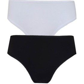 Resim 2li Kadın Orta Yüksek Bel Slip İnce Lastik Pamuklu Ekonomik 