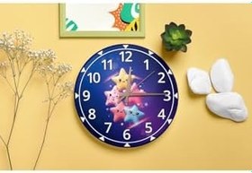 Resim M&H Quality(562) Sevimli Renkli Yıldızlar Desenli Sessiz Mekanizma Duvar Saati – Çocuk Odası Dekoratif Mavi 40 x 40 