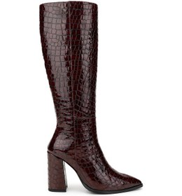 Resim Tamer Tanca Kadın Hakiki Deri Bordo Casual Çizme 33 409-1 Bn Czm Sk24-25 Bordo Kroko Bordo 