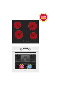 Resim Simfer 4 Fonksiyon Trend Dijital Beyaz Power Turbo Elektrikli 2'li Ankastre Set (Fırın + Elektrikli Ocak) 