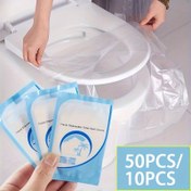 Resim 50 adet/10 adet Tek Kullanımlık Tuvalet Kapağı, Seyahat Seyahat Taşınabilir Tuvalet Kapağı, Otel Tuvaleti Su Geçirmez Tuvalet Kapağı Kapağı, Su Geçirmez Taşınabilir Tuvalet Kağıdı Ped, Kamp, Banyo Aksesuarları, Bağımsız Ambalaj, Uygun Hijyenik Tuvalet Kapağı 