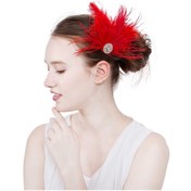 Resim bba new trend Kırmızı Gelin Tüy Vualet Nikah Şapkası Kına Gecesi Aksesuar Yılbaşı Aksesuarı 