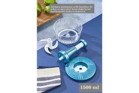 Resim Feyza Design Paslanmaz Çelik 3 Bıçaklı El Rondosu, Basmalı Sebze Doğrayıcı 