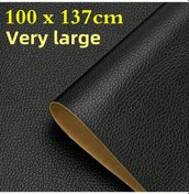 Resim Kalınlaşmış Kendinden Yapışkanlı Deri Tamir Mobilya Masa Kanepe Araba Koltuğu Black 100x137cm 