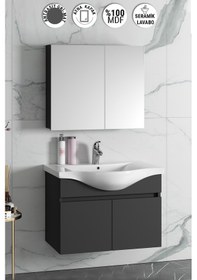 Resim Yıldız 80 Cm Antrasit Gri Mdf Lavabolu Asma Banyo Dolabı Takımı Antrasit - Gri 