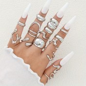 Resim 15 Adet Minimalist Düzensiz Lav Çizgili Pürüzsüz Yüzük Seti Kadınlar için, Çinko Alaşımlı Moda Yığılabilir Yüzükler, Günlük Giyim ve Tatil için Çok Yönlü, Tüm Sezon Aksesuar Koleksiyonu 