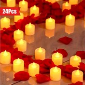 Resim 24 Adet Sıcak Beyaz LED Mum Işıkları, 4.32 cm Pille Çalışan Alevsiz Tealight'lar, Cadılar Bayramı, Noel, Parti, Teklif Dekorasyonları, DIY El Sanatları Malzemeleri için Ortam Aydınlatması 