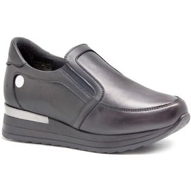 Resim Mammamia D23ka-6165 Dolgu Topuk Deri Kadın Ayakkabı Siyah 