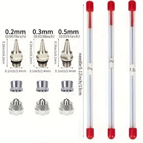 Resim 12 adet set 0,2 / 0,3 / 0,5 mm Hava Tabancası Ucu İğne Hava Tabancaları Sprey Tabanca Boya Püskürtme Püskürtücü Yedek Parçalar Aracı Aksesuarları 