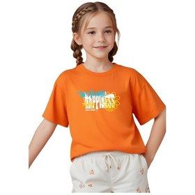 Resim Fyk Kids Kız Çocuk Wellcome Happines Baskılı Tişört Turuncu 