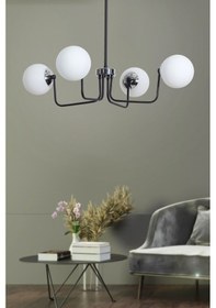 Resim Belize 4 Lü Krom-siyah Metal Gövde Beyaz Camlı Tasarım Lüx A... Krom 