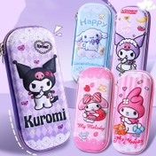 Resim Sanrio Kuromi Kalem Kutusu - Büyük Kapasite, Dayanıklı PU Malzeme, Dantel Detaylı Sevimli Karikatür Tasarım - Okul Malzemeleri, Kalemler, Markerlar İçin İdeal - Mükemmel Tatil ve Halloween Hediyesi 