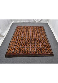 Resim Zehra Abla Halı El Dokuması Kareli Tasarım Karapınar Yörük Yün Cecim Kilim 6325 