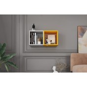 Resim Nettrends Kitaplikli Duvar Rafi Beyaz Sari 70 Cm Dvr-1010 