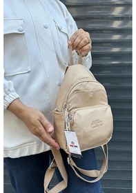 Resim Just Polo Kadın Yeni Sezon İthal Klinkır Kumaş Lüks Ve Şık Vücut & Sırt Çantası Shopper Krem 