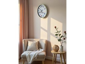 Resim Akıllı Durak 36 cm Krem Çocuk Odası Duvar Saati 