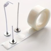 Resim 500 adet Isıya Dayanıklı Şeffaf Fitil Stickerları - Mum Yapımı için Kalıntısız Çıkarılabilir Yapışkan Noktalar, Güçlü Tutuş & Güvenli Fitil Hizalama ile El Sanatları Malzemeleri, Mum Fitilleri için Fitil Sabitleyici Stickerlar, Çift Taraflı Bant Tasarımı, Isıya Dayanıklı Bant 