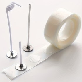Resim 500 adet Isıya Dayanıklı Şeffaf Fitil Stickerları - Mum Yapımı için Kalıntısız Çıkarılabilir Yapışkan Noktalar, Güçlü Tutuş & Güvenli Fitil Hizalama ile El Sanatları Malzemeleri, Mum Fitilleri için Fitil Sabitleyici Stickerlar, Çift Taraflı Bant Tasarımı, Isıya Dayanıklı Bant 