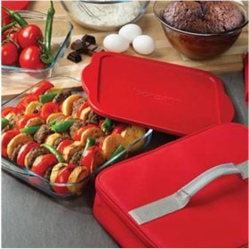 Resim Özbience Kare Borcam Tepsi Seti Kapaklı, Şık ve Dayanıklı Mutfak Gereçleri 