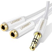 Resim Ugreen 3.5Mm Aux Stereo Kulaklık Çoklayıcı Kablo Beyaz 