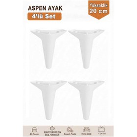 Resim Aspen 20 Cm Beyaz 4'lü Set Koltuk Baza Dolap Tv Ünitesi Yatak Odası Konsol Ayağı Beyaz 