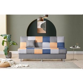 Resim Cube Kolsuz Mekanizma Yataklı Yaylı Bazalı Kare Desenli Kanepe 