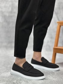 Resim BA0355 Bağcıksız Keten Siyah Klasik Corcik Erkek Ayakkabı 