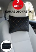 Resim PolMas Nissan Terrano Uyumlu 2 Adet KUMAŞ Oto Boyun Destek Yastığı SARI kapitoneli 