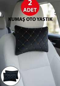 Resim PolMas Nissan Terrano Uyumlu 2 Adet KUMAŞ Oto Boyun Destek Yastığı SARI kapitoneli 