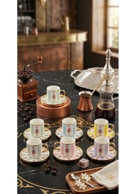 Resim 6 Kişilik Renkli Çiçekli Fincan Takımı- Balsa 6 Kişilik Çiçekli Çok Renkli Fincan Seti 