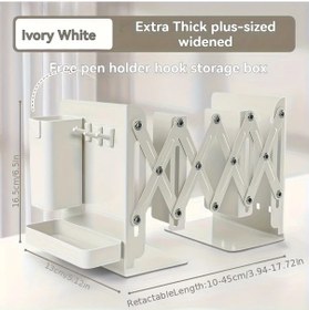 Resim Elmpaly Beyaz, 6 Parça Katlanır Masaüstü Kitaplık Seti - Çıkarılabilir Kalemlik, Saklama Kutusu Ve 3 Askılı Abanoz 