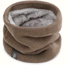 Resim Unisex Kışlık Polar Astarlı Kalın Örgü Atkı - Açık Hava, Günlük Giyim, Sıcak Bisiklet Boyunluk İçin Naylon Elastik Temel Boyunluk 