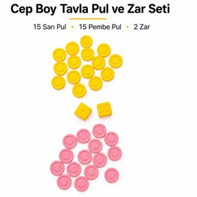 Resim kezi Cep boy tavla pul ve zar seti 
