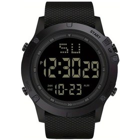 Resim Gaojunshop01 Siyah 1 Adet Spor Digital Saat Elektronik Hareket Büyük Kadran 24 Saat Gösterge Pvc Kayış Işık Pil Diğer 