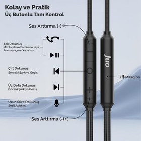 Resim Juo 3.5mm Jack Girişli Mikrofonlu Kablolu Kulak İçi Kulaklık 